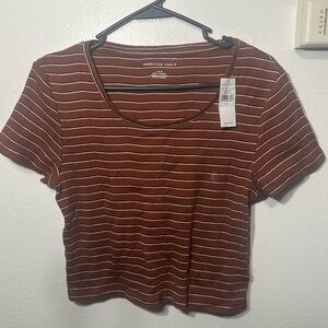 American Eagle - Burnt Orange Crop Top with Stripes - Size L